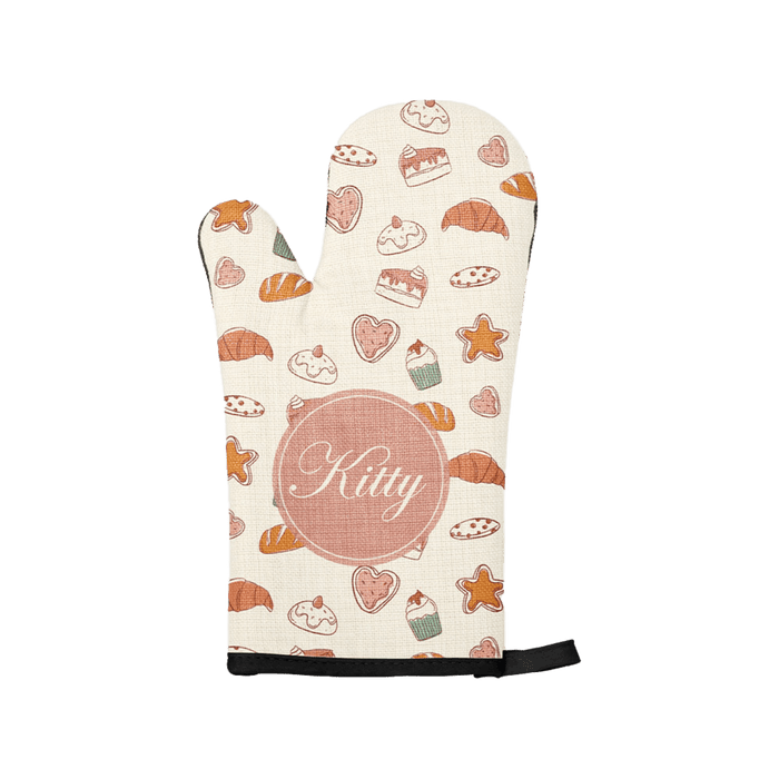 Linen Oven Mitt with Black Trim