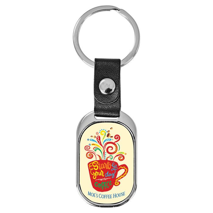 3.6" x 1.4" Oval Sublimatable Keychain with White Insert