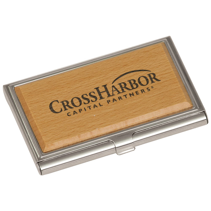 3.75" x 2.5" Metal/Wood Business Card Holder