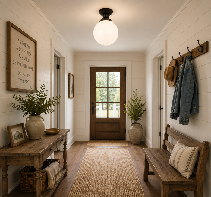 Milk Glass Globe Ceiling Light | 8" - The Lamp Goods