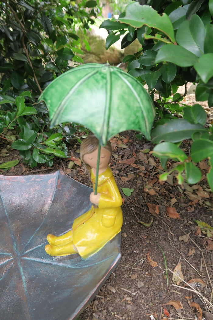 Molly Bird Bath Station With Umbrella Bee Garden Statue Ornament