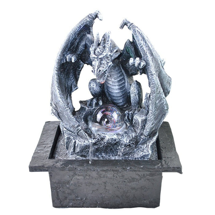 MYSTICAL DRAGON WATER FEATURE FOUNTAIN INDOOR OUTDOOR BENCH TOP HOME DECOR
