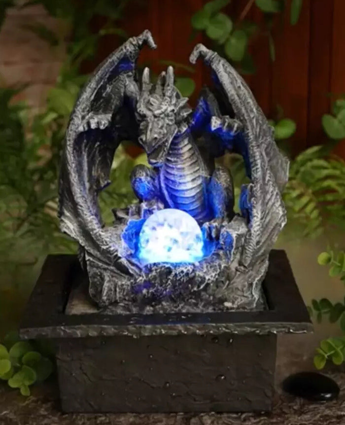 MYSTICAL DRAGON WATER FEATURE FOUNTAIN INDOOR OUTDOOR BENCH TOP HOME DECOR