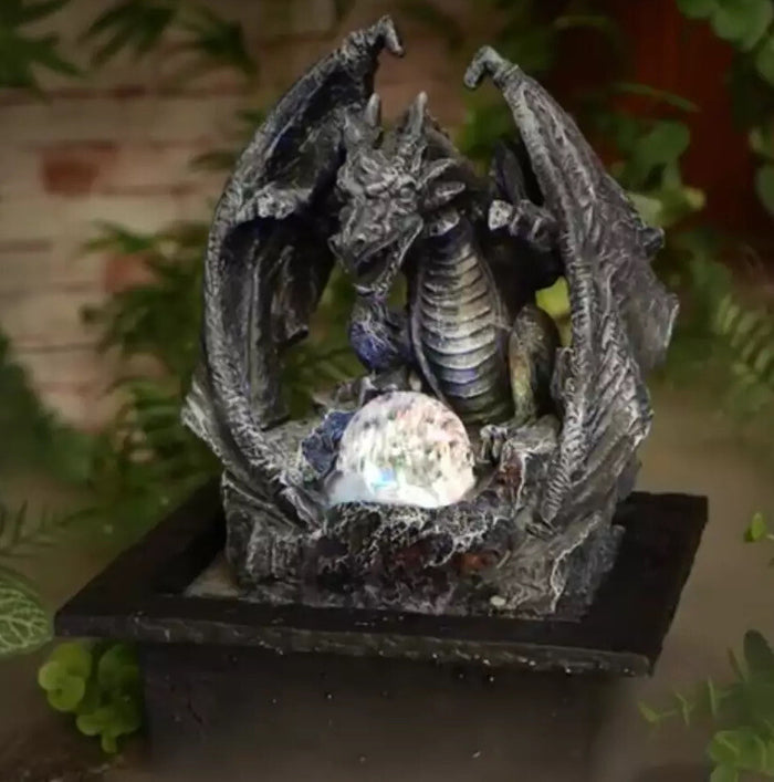 MYSTICAL DRAGON WATER FEATURE FOUNTAIN INDOOR OUTDOOR BENCH TOP HOME DECOR