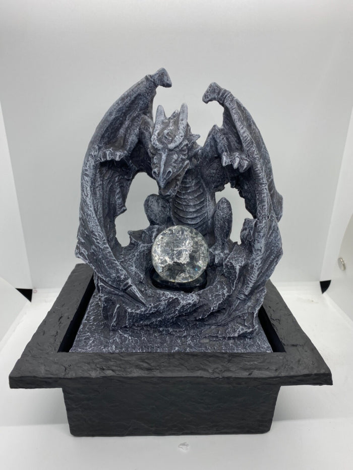 MYSTICAL DRAGON WATER FEATURE FOUNTAIN INDOOR OUTDOOR BENCH TOP HOME DECOR