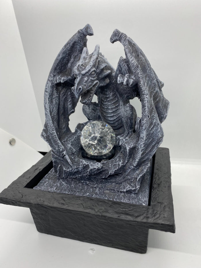 MYSTICAL DRAGON WATER FEATURE FOUNTAIN INDOOR OUTDOOR BENCH TOP HOME DECOR