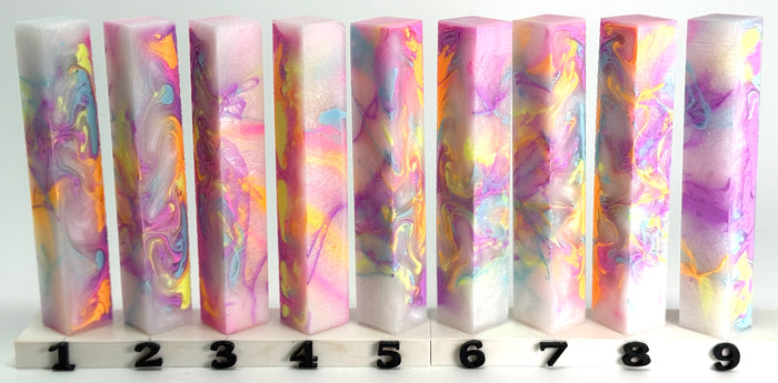PBBrick-010: Fairy Garden Glow Blue Yellow Pink Purple Orange Frost Pen Blank Diamond Painting Alumilite Resin Casting