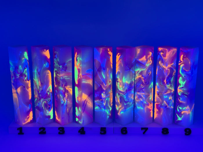 PBBrick-010: Fairy Garden Glow Blue Yellow Pink Purple Orange Frost Pen Blank Diamond Painting Alumilite Resin Casting