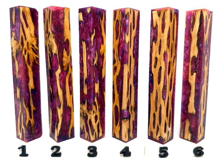 PBBrick-011: Pink Purple Peach Cholla Cactus Hybrid Pen Blank Diamond Painting Alumilite Resin Casting