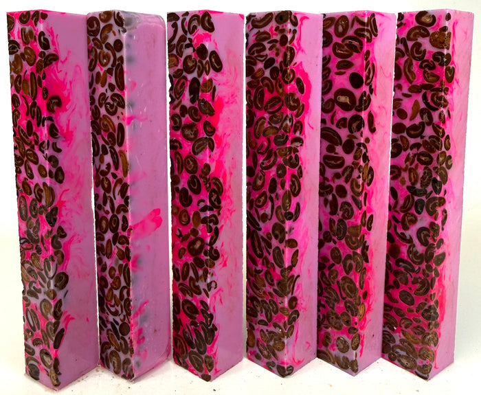 PBBrick-015: Pen Blanks - Coffee Bean Pink Purple Hybrid Alumilite Resin Casting Diamond Painting