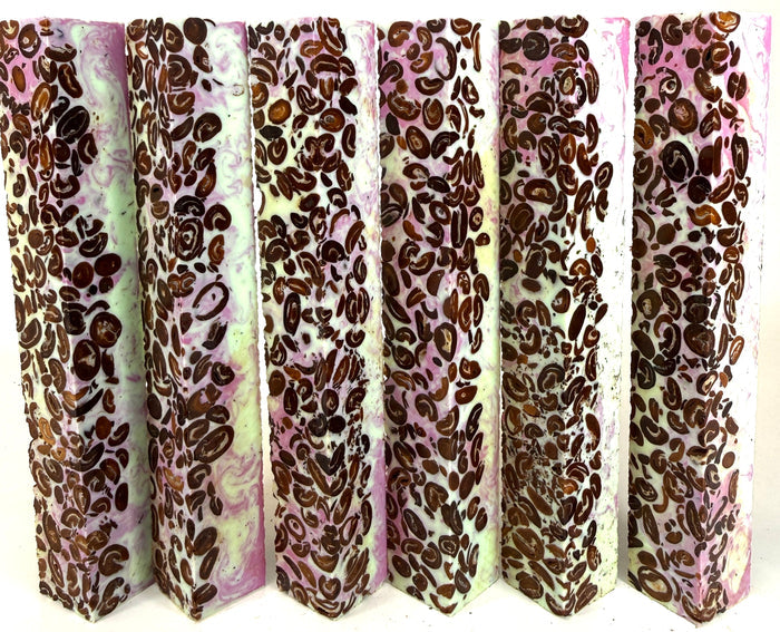 PBBrick-018: Pen Blanks - Coffee Bean Green Purple Hybrid Alumilite Resin Casting Diamond Painting