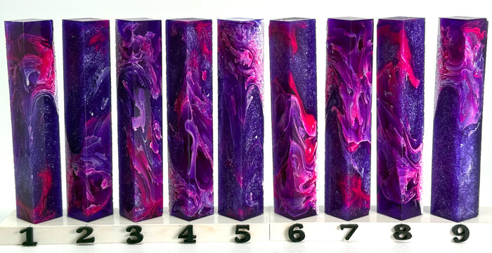 PBBrick-021: Purple Nebula Purple Pink White with Glitter Pen Blank Diamond Painting Alumilite Resin Casting