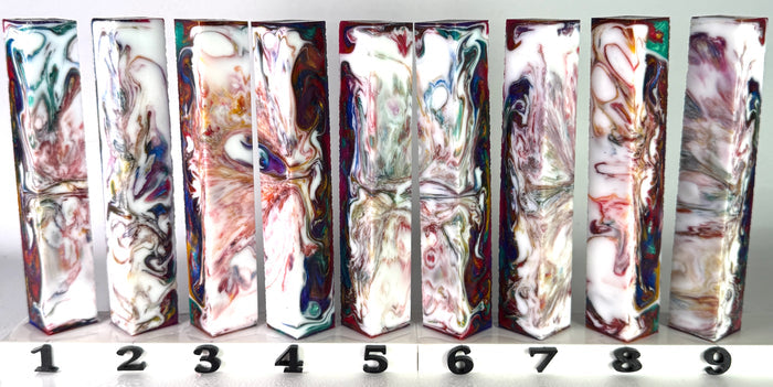PBBrick-024: Galaxy Marble Drift Rainbow Color Swirls Pen Blank Diamond Painting Alumilite Resin Casting