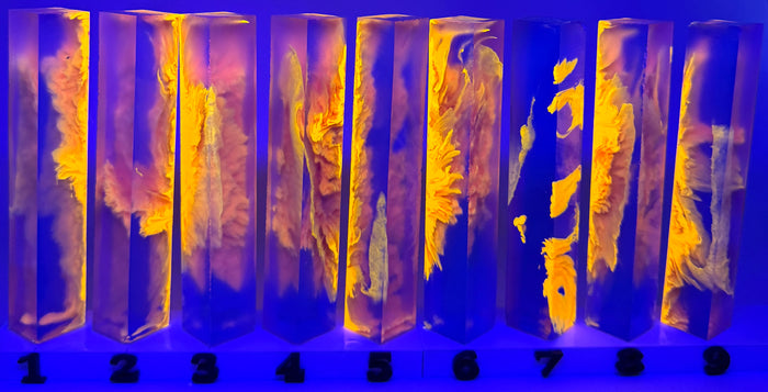 PBBrick-031: Phoenix Ember Violet Purple with Orange Swirls Pen Blank Diamond Painting Alumilite Resin Casting
