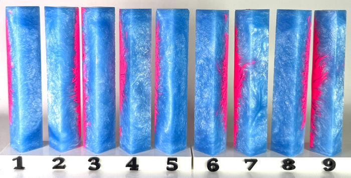PBBrick-033: Electric Glacier Glow Blue White with Pink Swirls Pen Blank Diamond Painting Alumilite Resin Casting