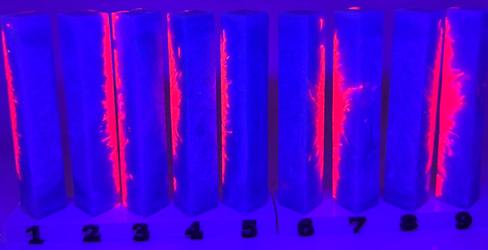 PBBrick-033: Electric Glacier Glow Blue White with Pink Swirls Pen Blank Diamond Painting Alumilite Resin Casting
