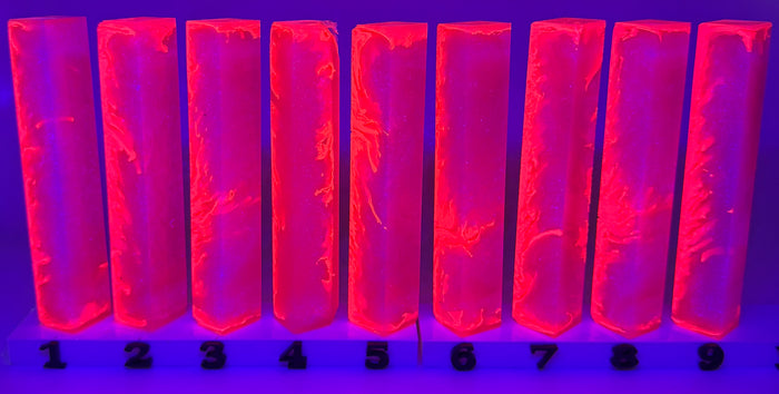 PBBrick-034: Radiant Watermelon Tide Pink White with Pink Swirls Pen Blank Diamond Painting Alumilite Resin Casting