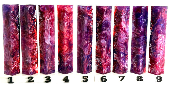 PBBrick-035: Twilight Passion Purple Pink Peach White Swirls Pen Blank Diamond Painting Alumilite Resin Casting
