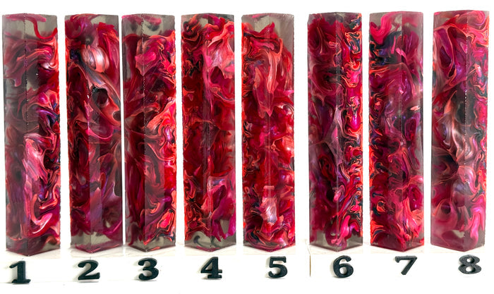 PBBrick-047: Blood Moon Swirl Red Purple Peach Pink Black Swirls Pen Blank Diamond Painting Alumilite Resin Casting