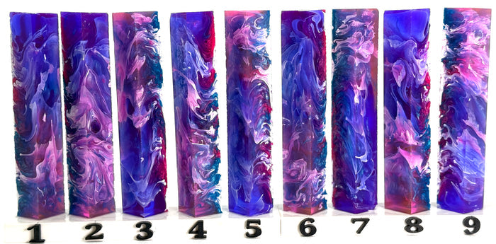 PBBrick-052: Mystic Purple Tide Purple Pink Blue Swirls Pen Blank Diamond Painting Alumilite Resin Casting