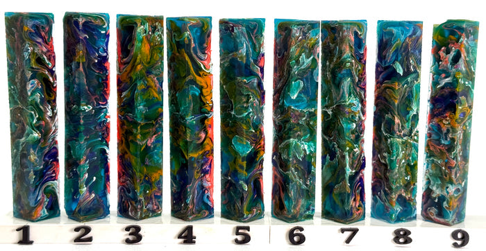 PBBrick-061: Tropical Storm Purple Pink Peach Green Swirls Pen Blank Diamond Painting Alumilite Resin Casting