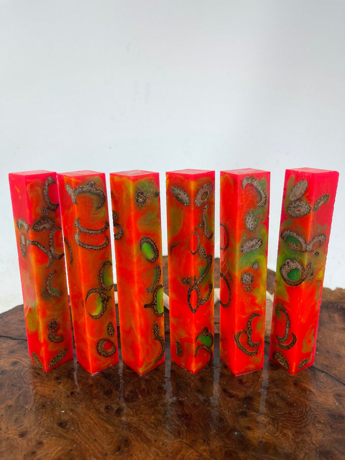 PBBrick-073: Pen Blanks - Stabilized Acorn Caps Hybrid   Alumilite Resin Casting - Jakob Janssen Studios