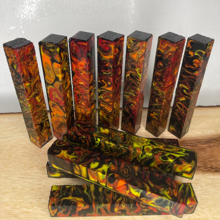 PBBrick-085: Black Orange Red Yellow Pen Blank Diamond Painting Alumilite Resin Casting