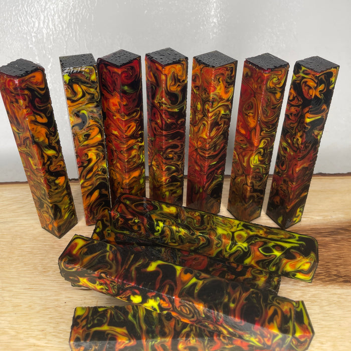 PBBrick-085: Black Orange Red Yellow Pen Blank Diamond Painting Alumilite Resin Casting