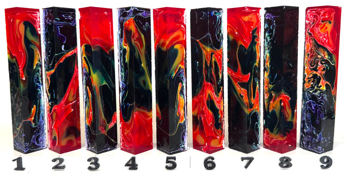 PBBrick-086:  Rainbow Sherbet Swirl Red Orange Yellow Green Blue Purple with White Swirls Pen Blank Diamond Painting Alumilite Resin Casting