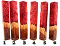 PBBrick-089: Red Orange White Malle Burl Hybrid Pen Blank Diamond Painting Alumilite Resin Casting