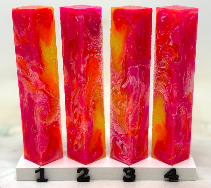PBBrick-094: Fuchsia Inferno Chubby Pink Orange White Yellow Glitter Pen Blank Diamond Painting Alumilite Resin Casting