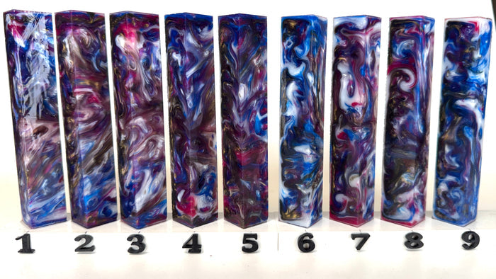 PBBrick-103: Cosmic Currents Blue Gold Pink White Pen Blank Diamond Painting Alumilite Resin Casting