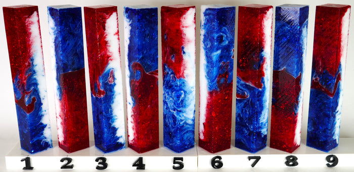 PBBrick-120: Liberty Surge Red White Blue Red Glitter Pen Blank Diamond Painting Alumilite Resin Casting