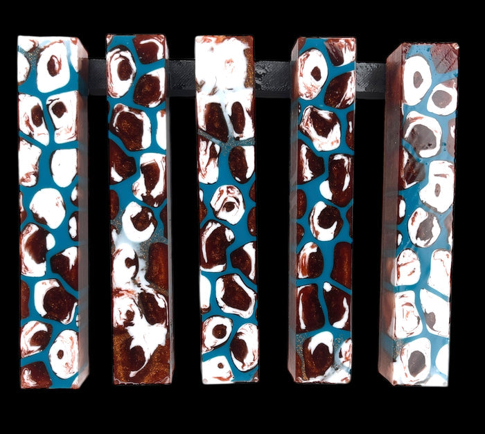 PBBrick-131: Pen Blanks - Giraffe Teal with Copper White Alumilite Resin Casting Diamond Painting Pen