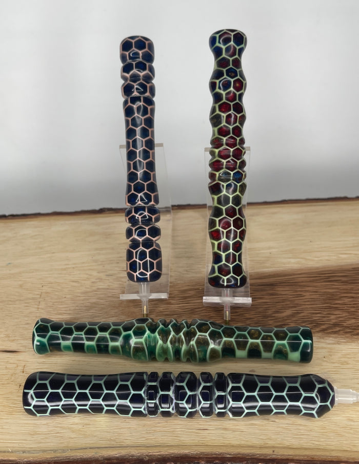 PBBrick-131: Pen Blanks - Giraffe Teal with Copper White Alumilite Resin Casting Diamond Painting Pen