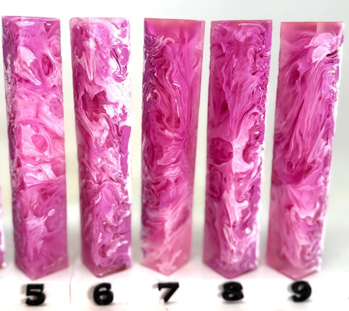 PBBrick-146: Strawberry Silk Magenta Pink White Swirls Pen Blank Diamond Painting Alumilite Resin Casting