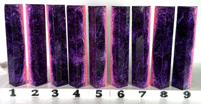 PBBrick-162: Violet Eclipse Purple Pink Swirls with Starlight Glitter Pen Blank Diamond Painting Alumilite Resin Casting