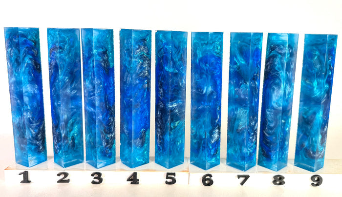 PBBrick-175: Tides of Neptune Triple Blue Swirls Pen Blank Diamond Painting Alumilite Resin Casting