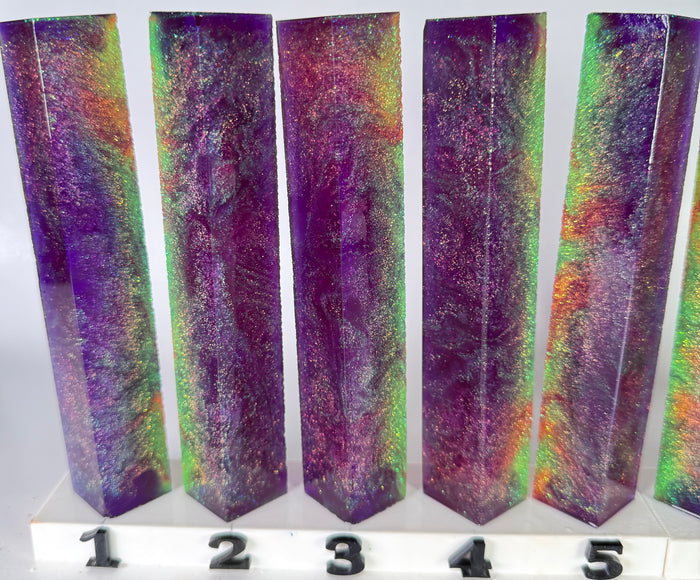 PBBrick-182: Galaxy Morph Purple with Green Orange Glitter Pen Blank Diamond Painting Alumilite Resin Casting