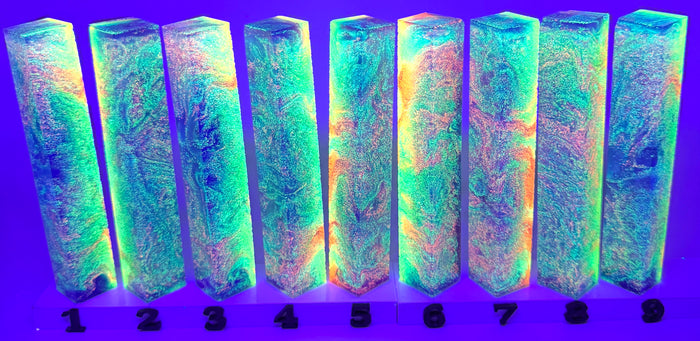 PBBrick-182: Galaxy Morph Purple with Green Orange Glitter Pen Blank Diamond Painting Alumilite Resin Casting