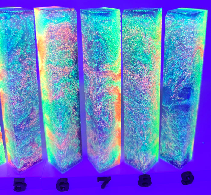 PBBrick-182: Galaxy Morph Purple with Green Orange Glitter Pen Blank Diamond Painting Alumilite Resin Casting