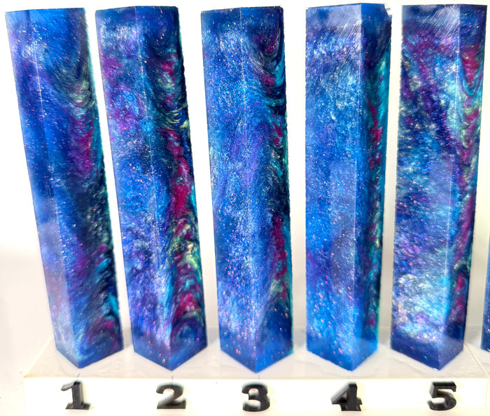 PBBrick-184: Starlit Abyss Blue Purple Pink Green with White Glitter Pen Blank Diamond Painting Alumilite Resin Casting