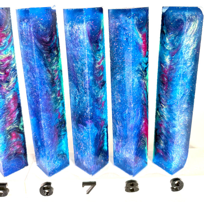 PBBrick-184: Starlit Abyss Blue Purple Pink Green with White Glitter Pen Blank Diamond Painting Alumilite Resin Casting
