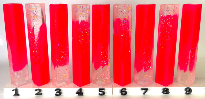 PBBrick-185: Confetti Crush Clear Pink with Confetti Glitter Pen Blank Diamond Painting Alumilite Resin Casting