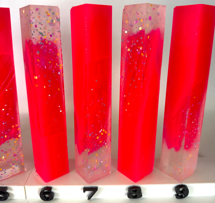 PBBrick-185: Confetti Crush Clear Pink with Confetti Glitter Pen Blank Diamond Painting Alumilite Resin Casting