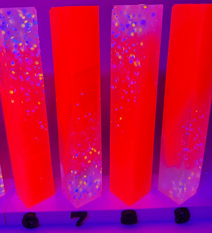 PBBrick-185: Confetti Crush Clear Pink with Confetti Glitter Pen Blank Diamond Painting Alumilite Resin Casting