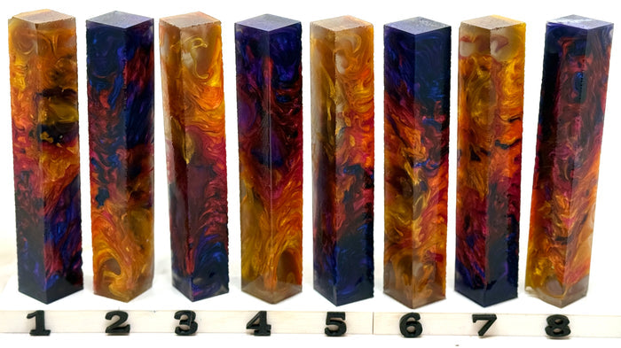 PBBrick-189: Phoenix Ember Purple Blue Orange Yellow Pen Blank Diamond Painting Alumilite Resin Casting