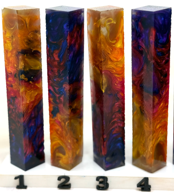 PBBrick-189: Phoenix Ember Purple Blue Orange Yellow Pen Blank Diamond Painting Alumilite Resin Casting
