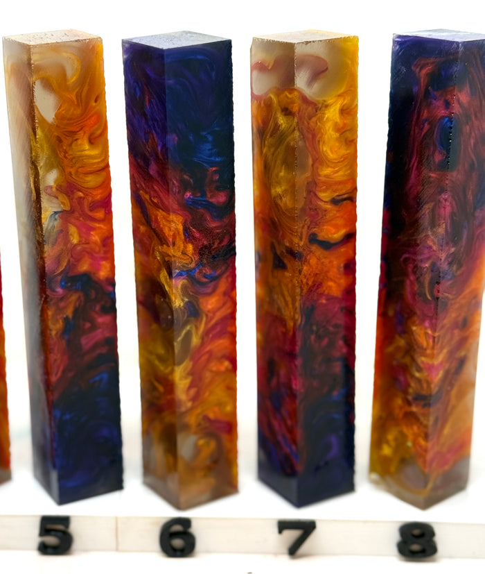 PBBrick-189: Phoenix Ember Purple Blue Orange Yellow Pen Blank Diamond Painting Alumilite Resin Casting