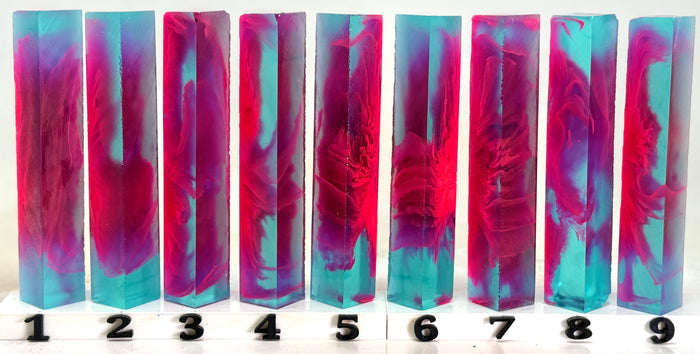 PBBrick-190: Lagoon Lights Blue Pink Pen Blank Diamond Painting Alumilite Resin Casting